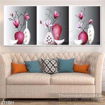 Tranh bình hoa nghệ thuật sáng tạo psd