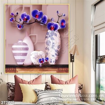 Tranh chậu hoa lan nghệ thuật độc đáo