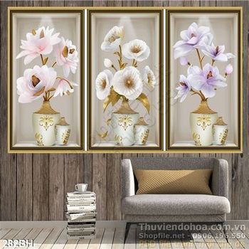 Tranh bình hoa nghệ thuật đẹp ấn tượng psd