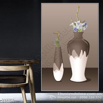 Tranh bình hoa hiện đại psd wall decor
