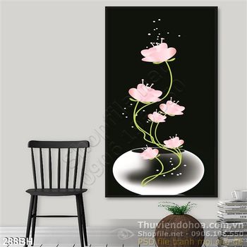 Tranh bình hoa wall nghệ thuật psd