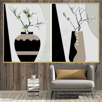 Tranh bình hoa nghệ thuật hiện đại psd