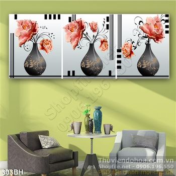 Tranh bình hoa hiện đại wall vải canvas
