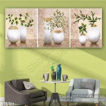 Tranh bình hoa 3d nghệ thuật treo tường in uv