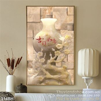 Tranh bình hoa giả ngọc wall décor