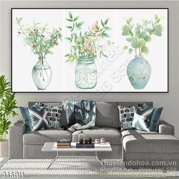 Tranh bình hoa hiện đại trang trí phòng khách