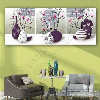 Tranh bình hoa treo tường vải canvas