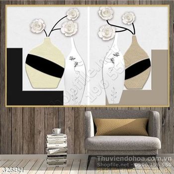 Tranh bình hoa hiện đại in uv wall
