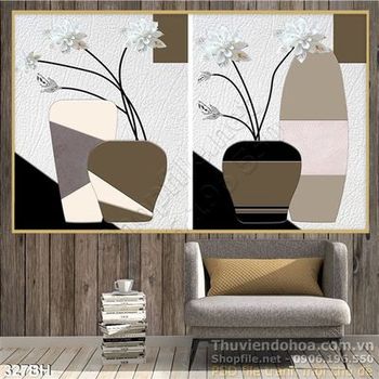Tranh bình hoa hiện đại decor wall