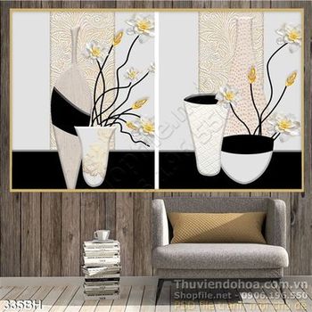 Tranh bình hoa giả ngọc kim tiền wall