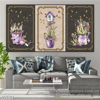 Tranh bình hoa hiện đại psd treo tường psd
