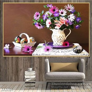 Tranh bình hoa trang trí phòng khách