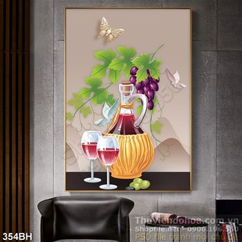 Tranh bình hoa rượu nho