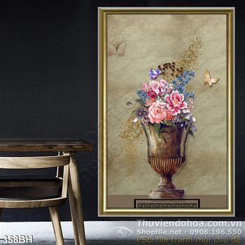 Tranh bình hoa nghệ thuật độc lạ psd