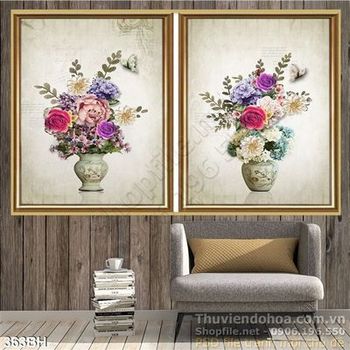 Tranh bình hoa psd sơn dầu đẹp wall