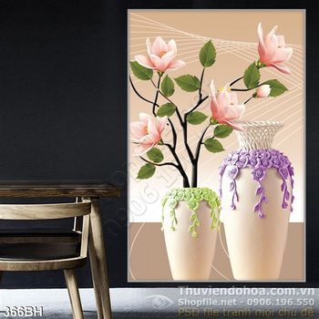 Tranh bình hoa 3d wall decor 2020