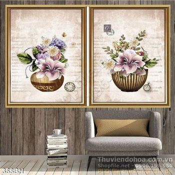 Tranh bình hoa hiện đại nghệ thuật psd đẹp