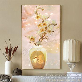 Tranh bình hoa giả ngọc nghệ thuật in gạch wall