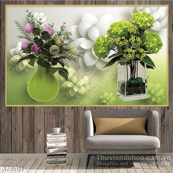 Tranh chậu hoa nghệ thuật psd