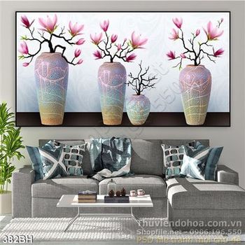 Tranh bình hoa wall hiện đại psd