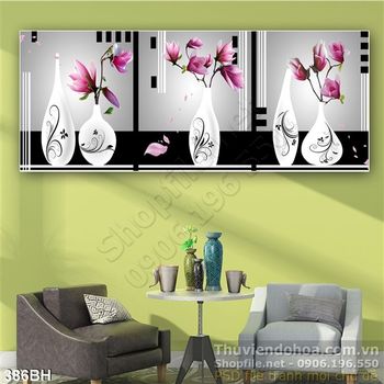 Tranh chậu hoa hiện đại  treo tường psd