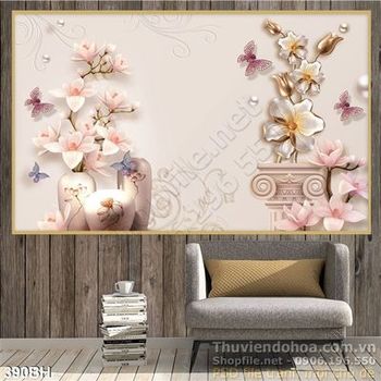 Tranh bình hoa lụa 3d hiện đại độc đáo