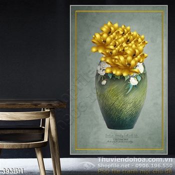 Tranh chậu hoa nghệ thuật sơn dầu