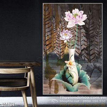 Tranh bình hoa giả ngọc và hoa sen