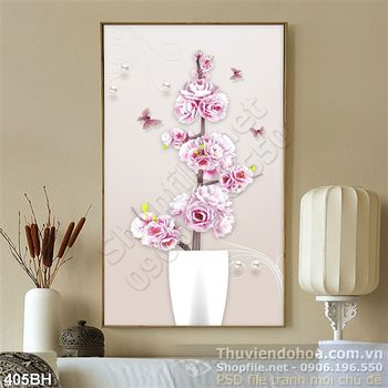 Tranh chậu hoa 3d độc đáo in uv