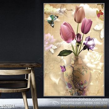 Tranh bình hoa tulip hiện đại