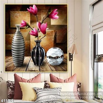 Tranh bình hoa hiện đại 3d wall