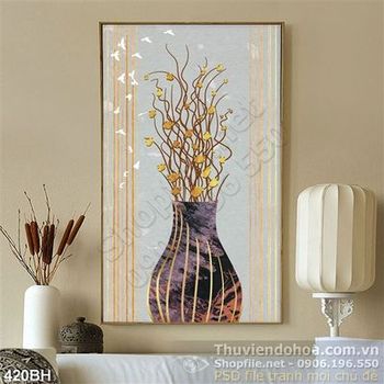 Tranh bình hoa nghệ thuật psd đẹp in gạch men