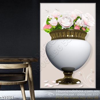 Tranh bình hoa hiện đại lớn psd đẹp