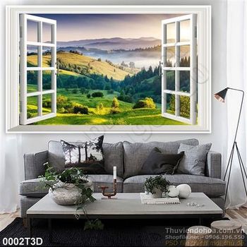 Tranh 3D cửa sổ phong cảnh