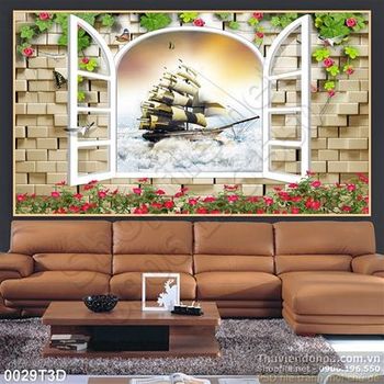 Tranh 3D cửa sổ cảnh biển