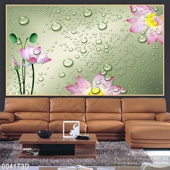 Tranh 3D hoa sen trang trí