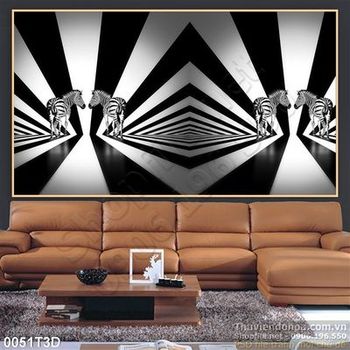 Tranh 3D ngựa vằn treo tường