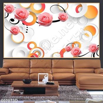 Tranh 3D hoa hồng đỏ