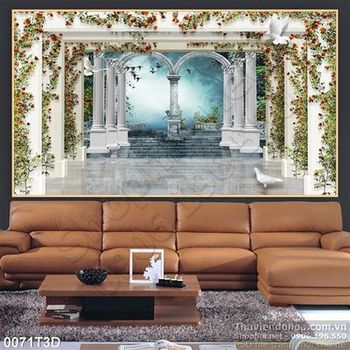 Tranh 3D cổng hoa hồng treo tường