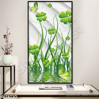Tranh 3D  cỏ ba lá treo tường