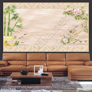 Tranh 3D trúc và mẫu đơn