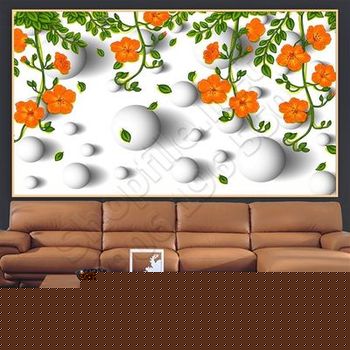 Tranh 3D hoa và bong bóng