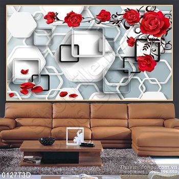 Tranh 3D hoa hồng trang trí