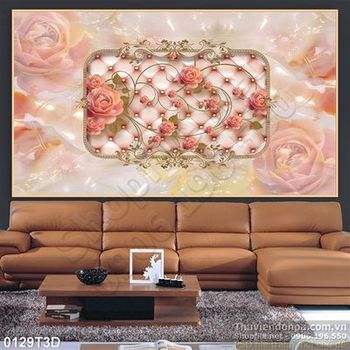 Tranh 3D hoa hồng nền cổ điển