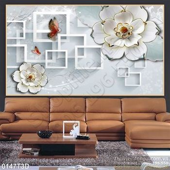 Tranh 3D hoa và chim én