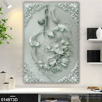 Tranh 3D  hoa trang trí cổ điển