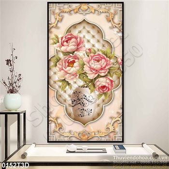 Tranh 3D hoa hồng nền cổ điển