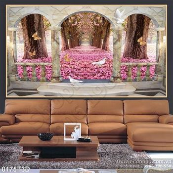 Tranh 3D cổng hoa hồng trang trí