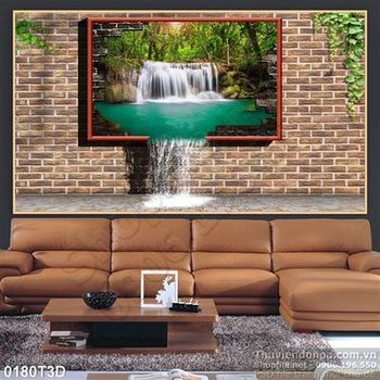 Tranh 3D thác nước trang  trí