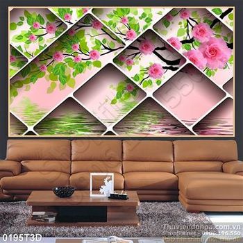 Tranh 3D khung hoa hồng trang  trí